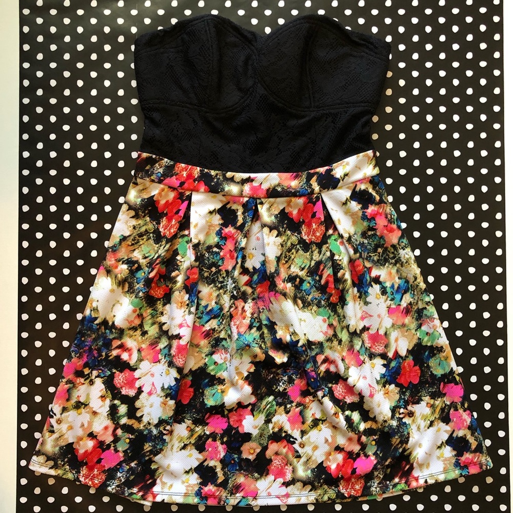 Vibrant Dress, Corset Top, Strapless, sz L Jrs*